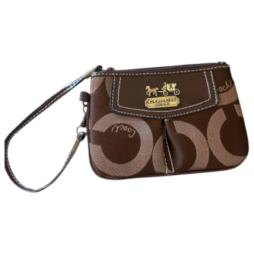 NOT‎ FOR SALE Coach Pleated Signature C Brown Wristlet SOLD IN BUNDLE
